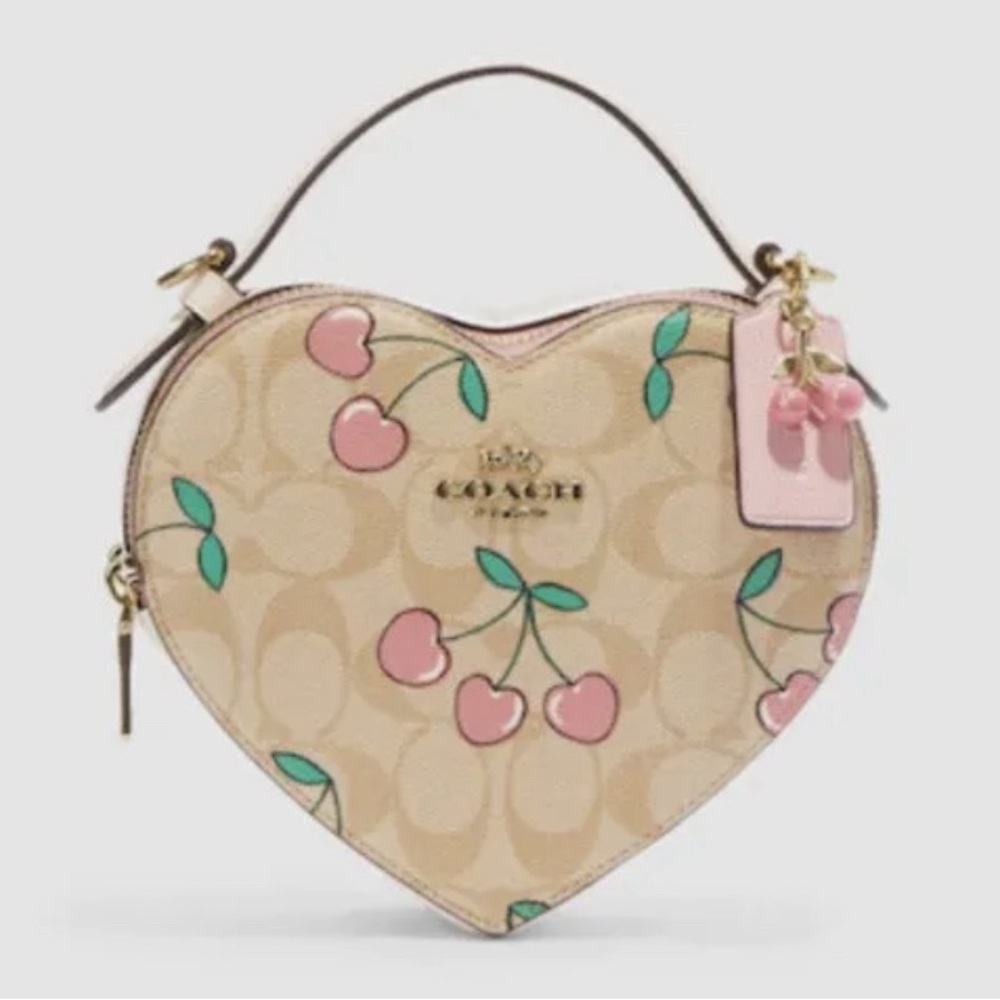 Coach Heart Crossbody Signature Canvas Cherry Print Valentines Day
